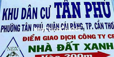 Bán nền 100m2 đường A4 khu Tân phú, Cái răng, cần thơ