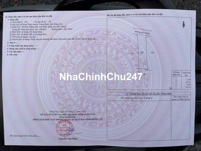 SỔ RIÊNG THỔ CƯ 100MV XÃ SÔNG THAO TRẢNG BOM