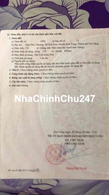 Chính chủ cần bán lô đất phú thượng. Hoà sơn. Hoà vang. Đà nẵng. 170 m