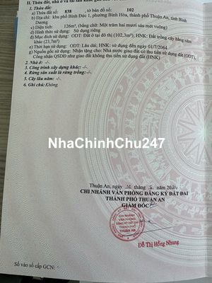 CHÍNH CHỦ BÁN ĐẤT SAU LƯNG TRƯỜNG TIỂU HỌC BÌNH HÒA,TP.THUẬN AN