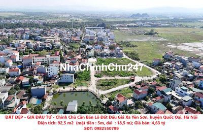 Chính Chủ Cần Bán Lô Đất Đấu Giá Xã Yên Sơn, huyện Quốc Oai, Hà Nội