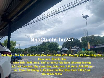 Chính Chủ Cần Bán Lô Đất Vị Trí Đẹp Tại Cam Lâm, Khánh Hòa