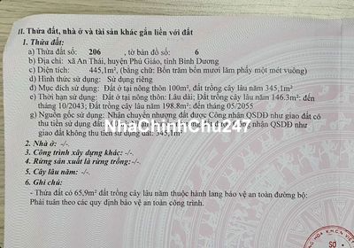 Đất Huyện Phú Giáo mặt tiền đường nhựa ĐH 507