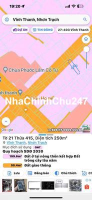 Cần Bán Đất 1 Xẹt Hùng Vương Xã Vĩnh Thanh Nhơn Trạch Đồng Nai