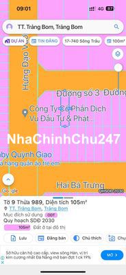 LÔ ĐẤT CỰC NGỘP TẠI THỊ TRẤN TRẢNG BOM CHỈ 2TỶ050Tr NGAY GẦN CÔNG VIÊN