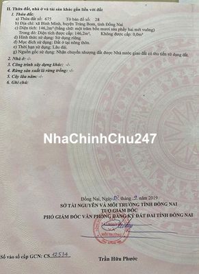 Thửa đất cần bán tại mt đường số 24,x.Bình Minh,h.Trảng Bom,t.Đồng Nai