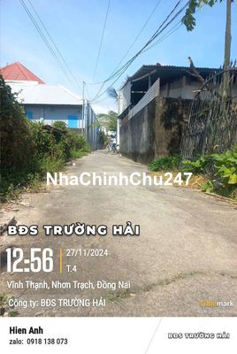 BÁN ĐẤT GẦN CHỢ SƠN HÀ,VĨNH THANH,NHƠN TRẠCH, DT90M LÔGÓC2 MT FULL THỔ