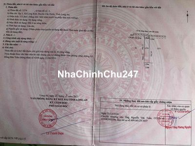 chính chủ cần bán đất thổ cư 113,8 m2 ấp 3 xã long khê cần đước