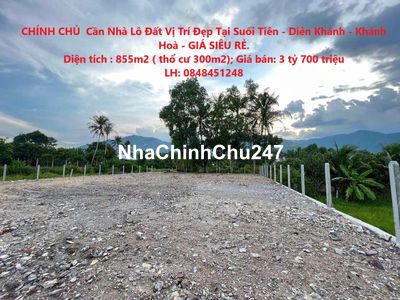 CHÍNH CHỦ BÁN 855m2 Đất Tại SUỐI TIÊN, Diên Khánh, Khánh Hoà