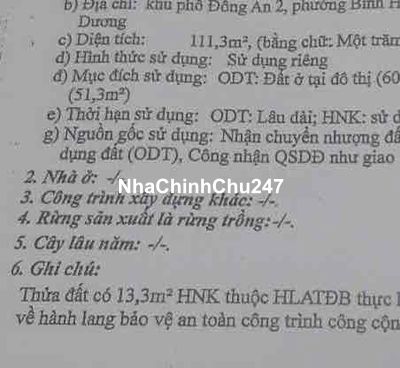 NHÀ CẤP 4 DT 111M HAI MẶT TIỀN GẦN BÌNH HÒA 24, SÁT BÌNH CHIỂU THỦ ĐỨC