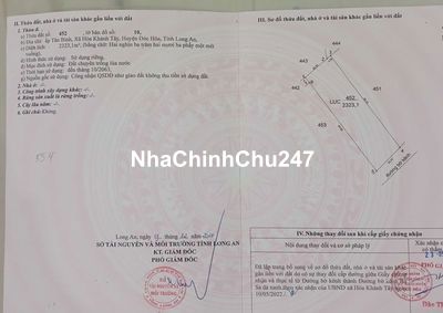 CHÍNH CHỦ BÁN ĐẤT MẶT TIỀN ĐÃ CÓ SỔ 2300M2 H.ĐỨC HÒA