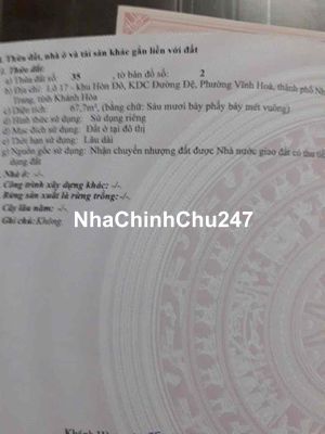 CHÍNH CHỦ GỬI LÔ ĐẤT MẶT TIỀN ĐƯỜNG TRIỆU QUANG PHỤC P VĨNH HOÀ